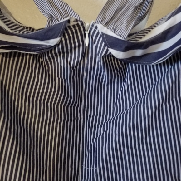 J. Crew Off The Shoulder Cropped Blue White Nautical Blouse - Picture 10 of 10